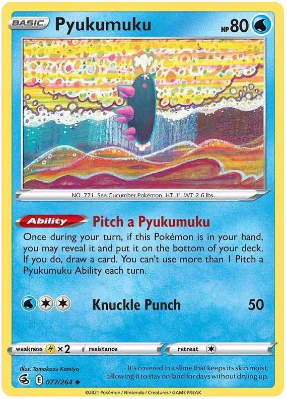 Pyukumuku common Pokémon kaart 077/264 uit de Fusion Strike set