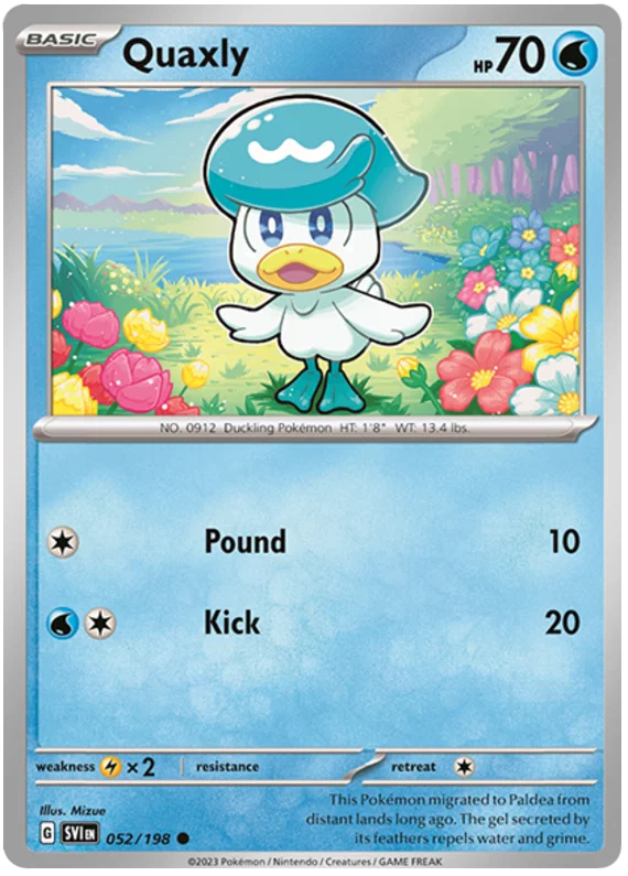 Pokémon Quaxly #052 common kaart uit de Scarlet & Violet basisset