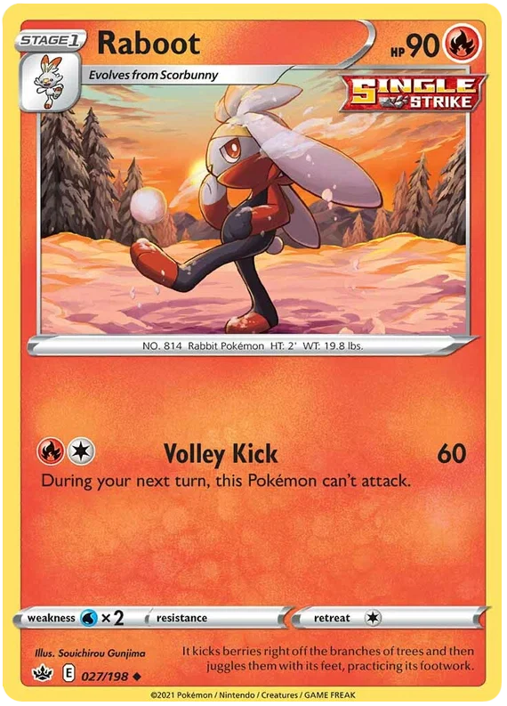 Raboot common kaart #027/198 uit de Pokémon Chilling Reign set