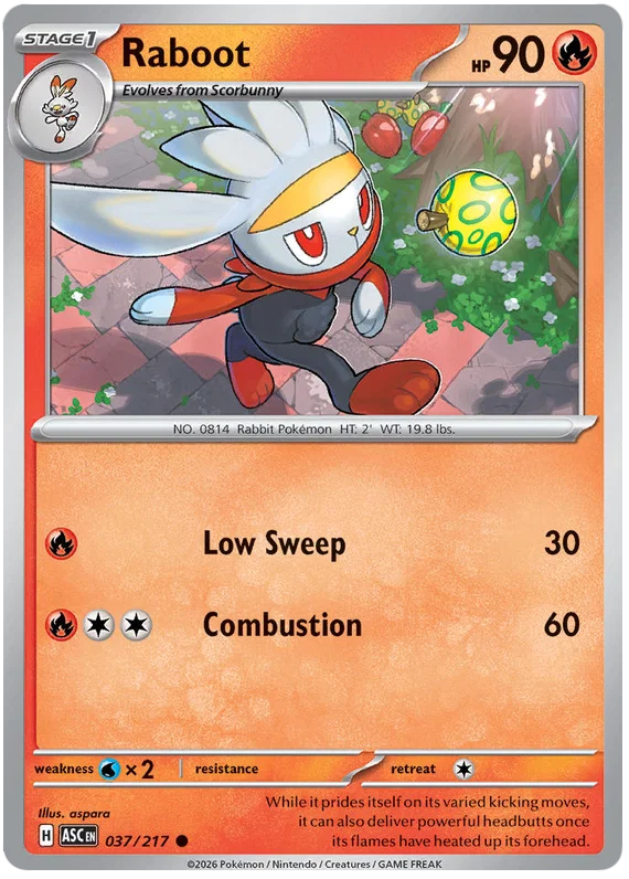 Pokémon Raboot #037 common kaart uit de Ascended Heroes set
