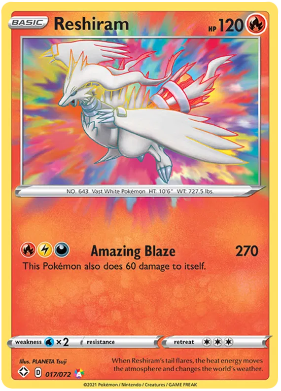 Reshiram Amazing Rare kaart 017/072 uit de Pokémon Shining Fates set
