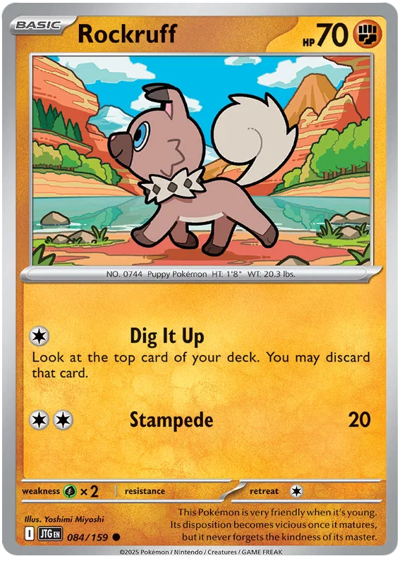 Pokémon Rockruff #084 common kaart uit de Journey Together set