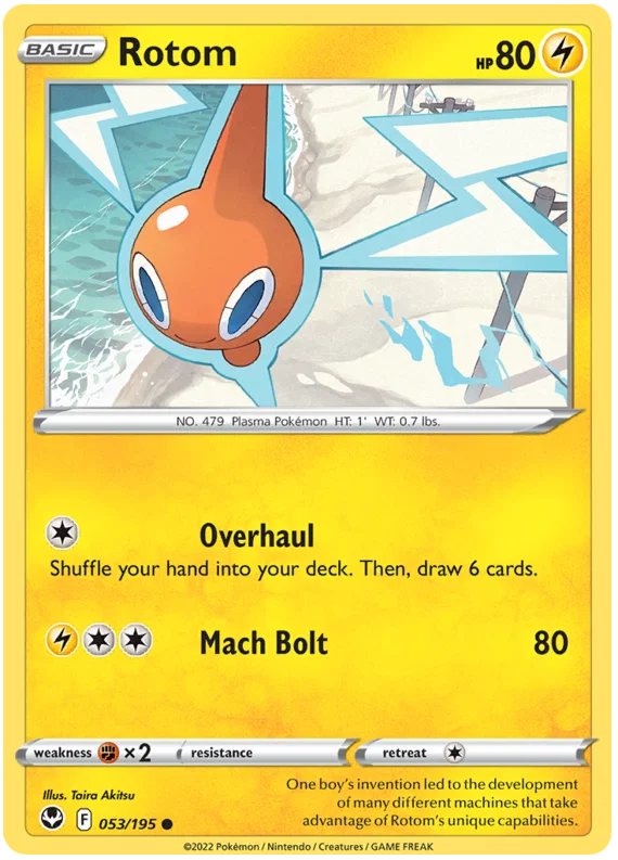 Rotom common Pokémon kaart #053 uit de Silver Tempest set