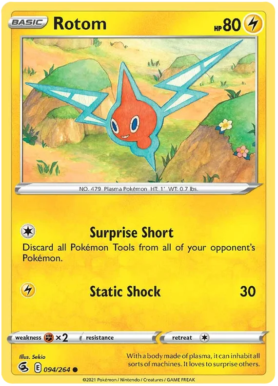 Rotom common Pokémon kaart uit de Fusion Strike set, nummer 094/264