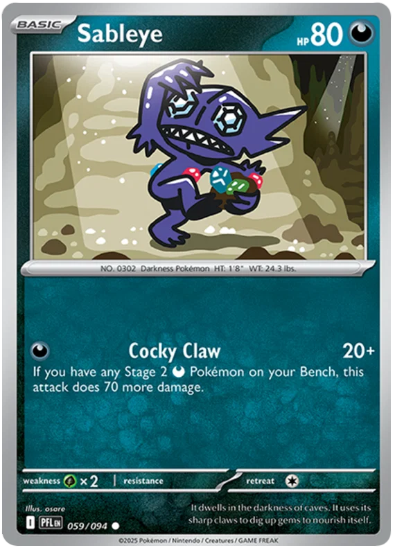 Pokémon Sableye #059 common kaart uit de Phantasmal Flames set