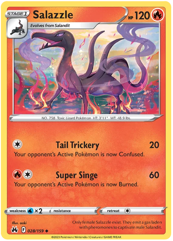 Salazzle common #028 Pokémon kaart uit de Crown Zenith set