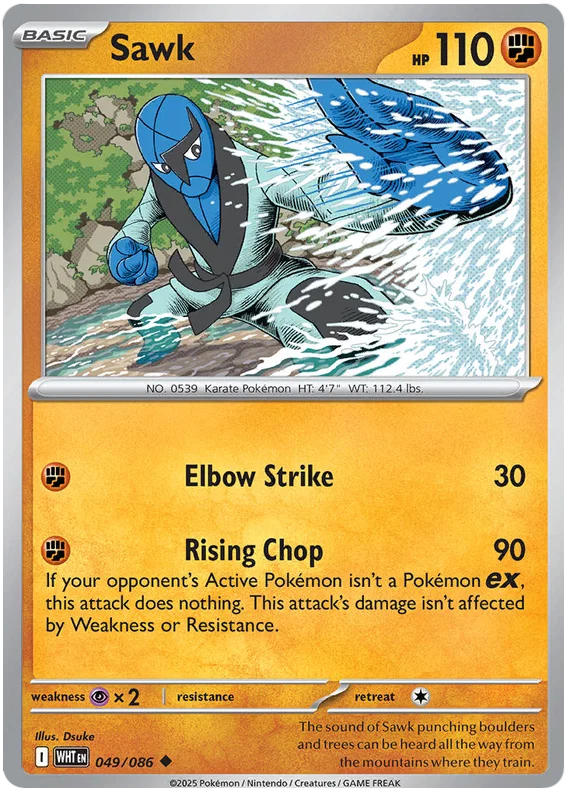 Pokémon Sawk #049 common kaart uit de White Flare set