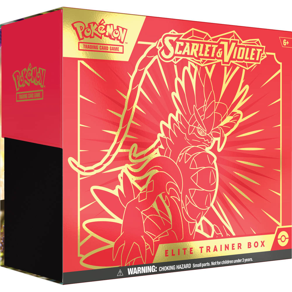 Pokémon Scarlet en Violet Koraidon Elite Trainer Box verpakking inclusief boosterpacks en accessoires