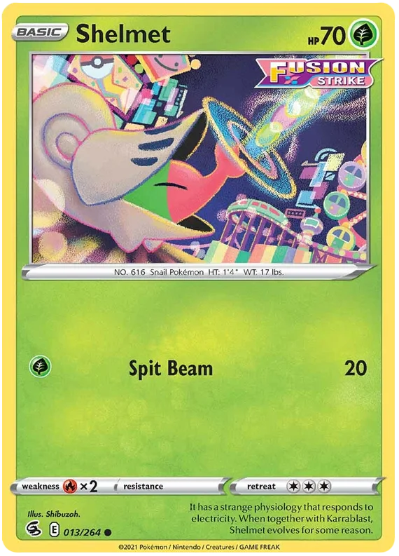 Pokémon Shelmet common kaart 013/264 uit de Fusion Strike set