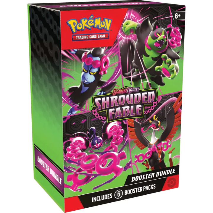 Pokémon Shrouded Fable Booster Bundle met 6 boosterpacks vol Scarlet & Violet kaarten zoals Pecharunt EX, Kingdra EX en gouden kaarten