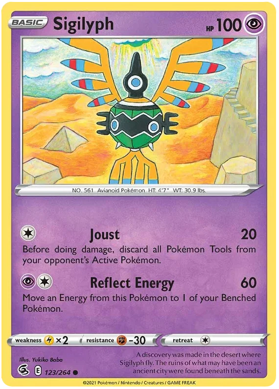 Pokémon Sigilyph 123/264 common kaart uit de Fusion Strike set