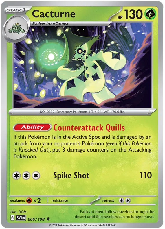 Cacturne 006 Pokémon kaart uit Scarlet & Violet Base Set Grass type single