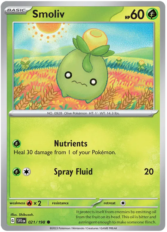 Smoliv 021 Pokémon kaart uit Scarlet & Violet Base Set Grass type single