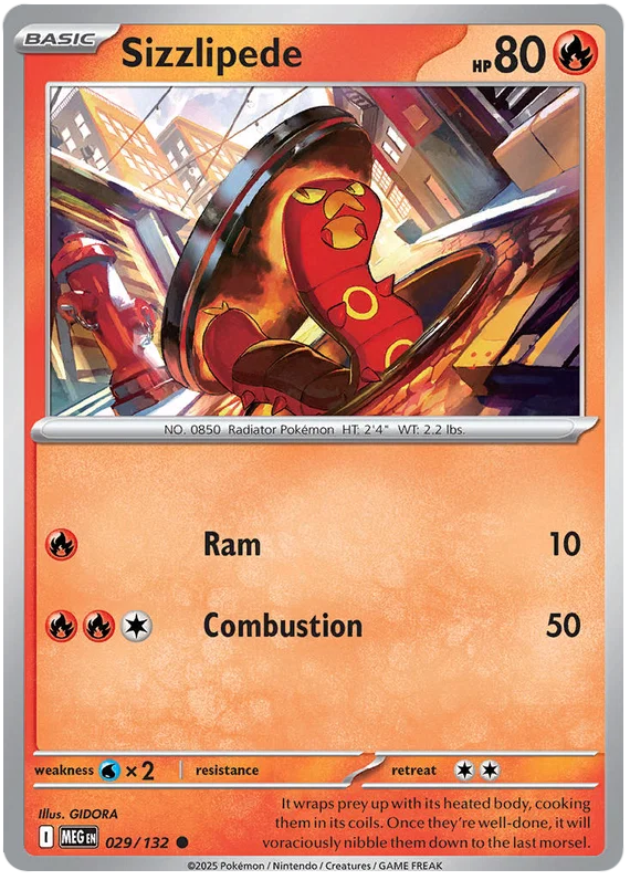 Pokémon Sizzlipede #029 common kaart uit de Mega Evolution set