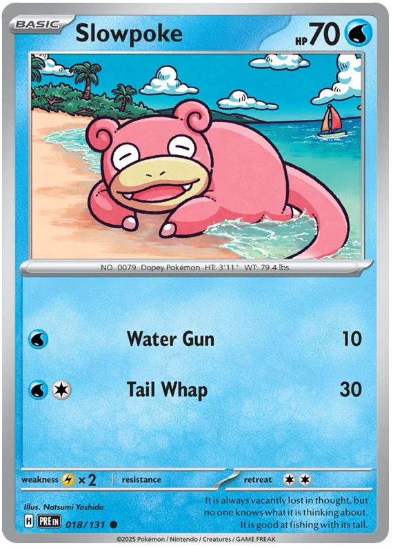 Slowpoke #018 common kaart uit de Pokémon Prismatic Evolutions set