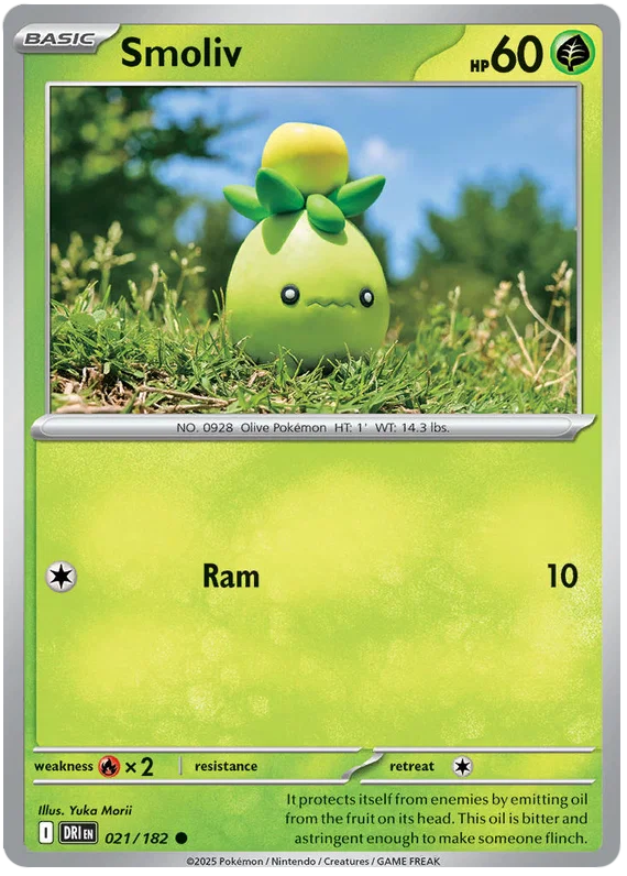 Smoliv common kaart #021 uit de Pokémon Destined Rivals set
