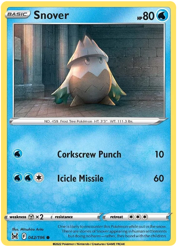 Snover common kaart #042/196 uit de Pokémon Lost Origin set