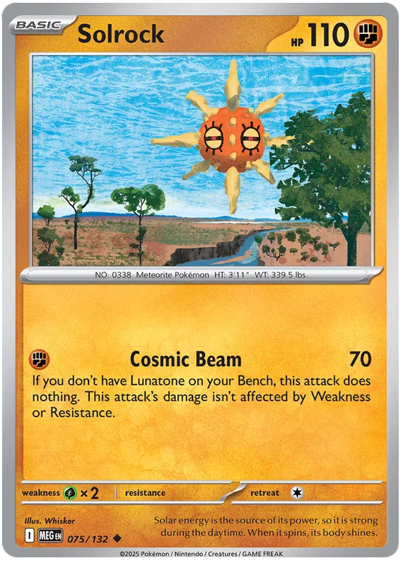 Pokémon Solrock #075 common kaart uit de Mega Evolution set