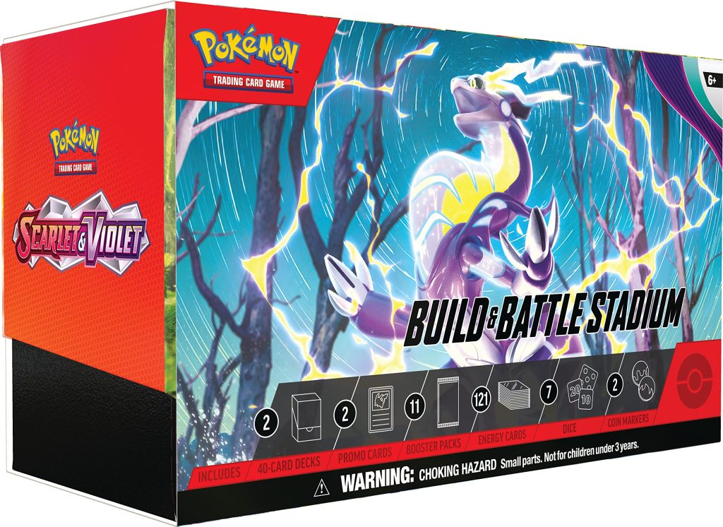 Pokémon Scarlet & Violet Build & Battle Stadium box met booster packs, energiekaarten en kaarten van Gardevoir, Koraidon en Miraidon