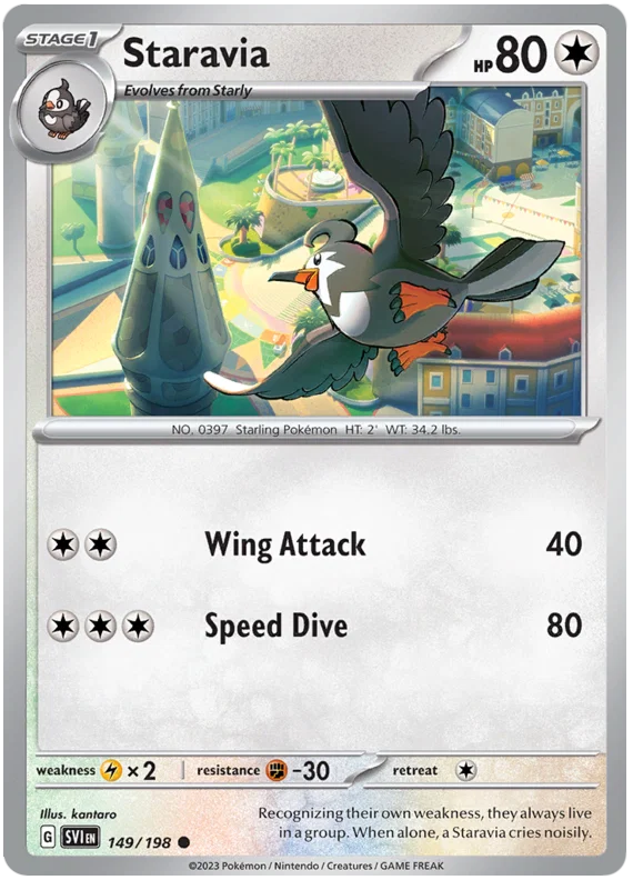 Pokémon Staravia #149 common kaart uit de Scarlet & Violet basisset