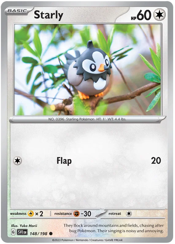 Starly common kaart #148 uit de Pokémon Scarlet & Violet basisset