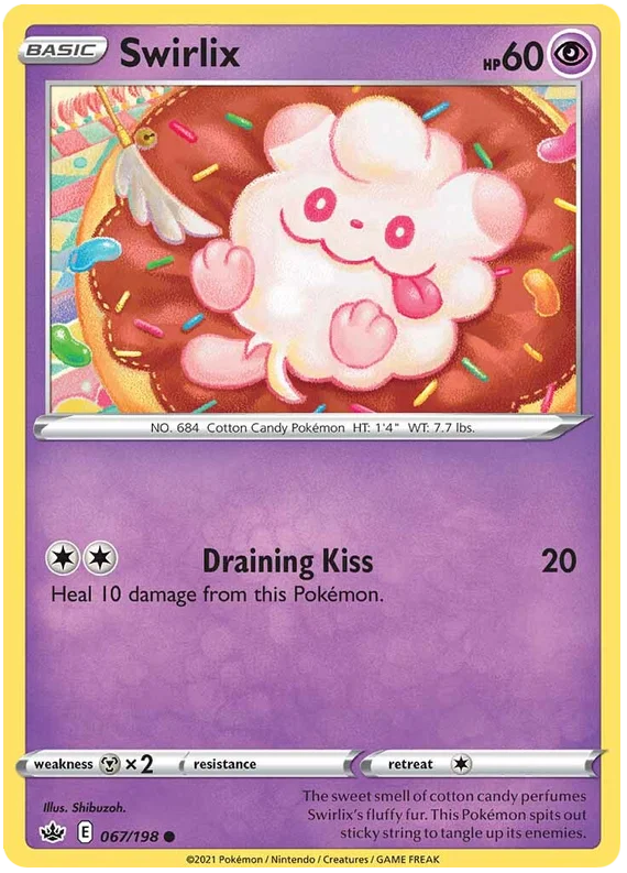 Swirlix common kaart 067/198 uit de Pokémon Chilling Reign set