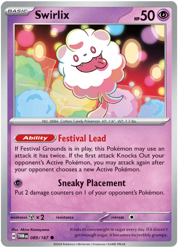 Pokémon Swirlix common kaart #089 uit de Twilight Masquerade set