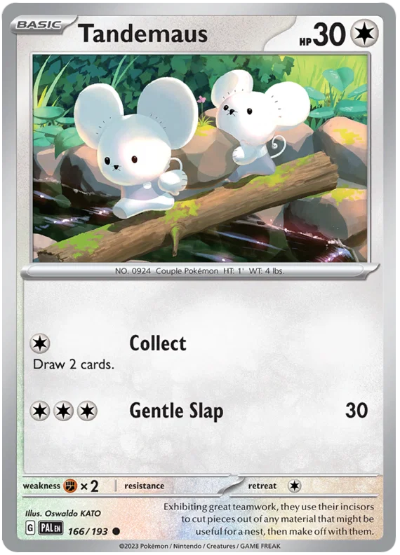 Tandemaus common kaart #166 uit de Pokemon Paldea Evolved set