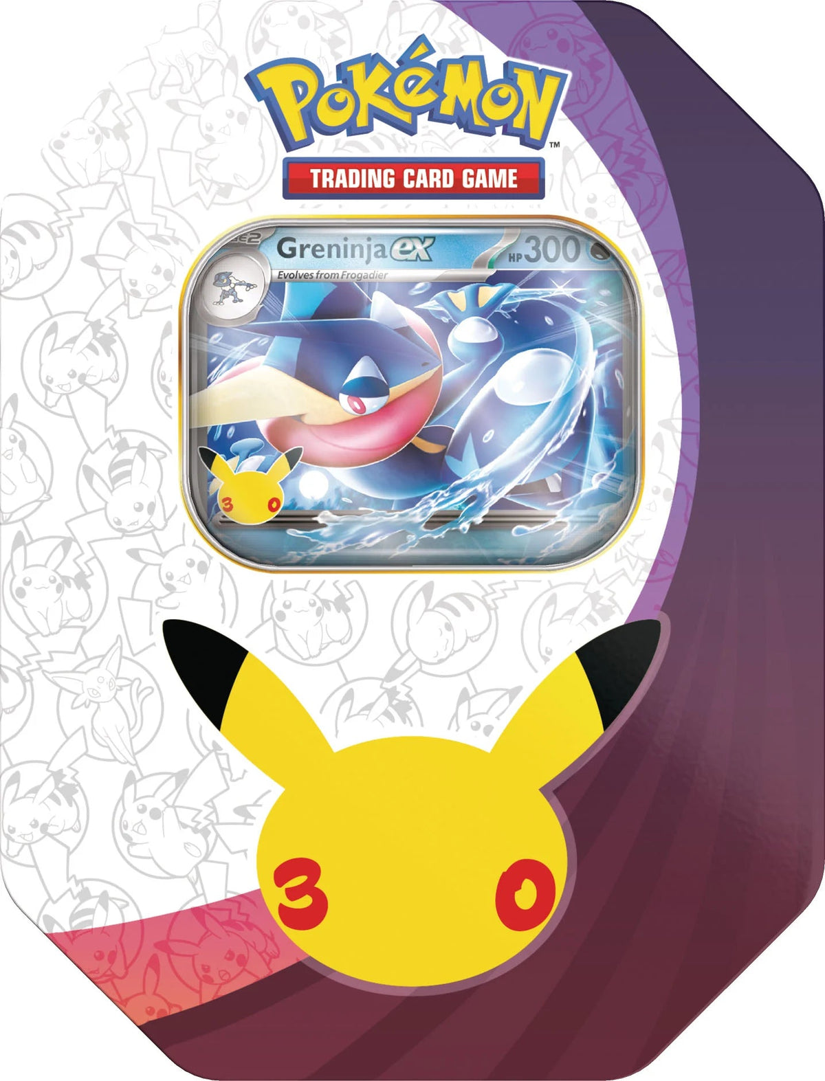 Pokémon TCG 30th Celebration Tin met Greninja ex foil promo kaart en boosterpacks