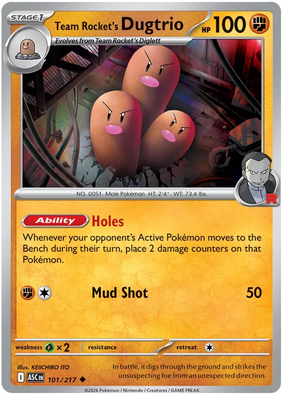 Team Rocket's Dugtrio common kaart #101 uit de Pokémon set Ascended Heroes