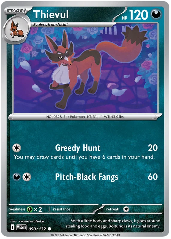 Thievul common kaart #090 uit de Pokémon Mega Evolution set