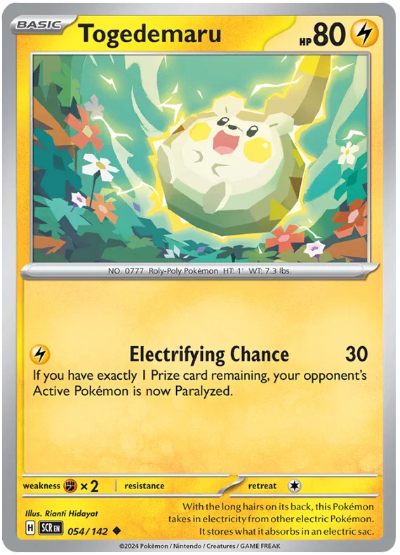 Togedemaru #054 common Pokémon kaart uit de Stellar Crown set