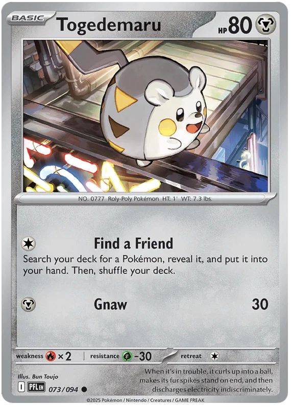 Pokemon Togedemaru #073 common kaart uit de Phantasmal Flames set