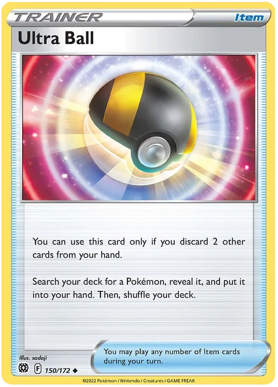 Ultra Ball trainerkaart nummer 150/172 uit Pokémon Brilliant Stars, common