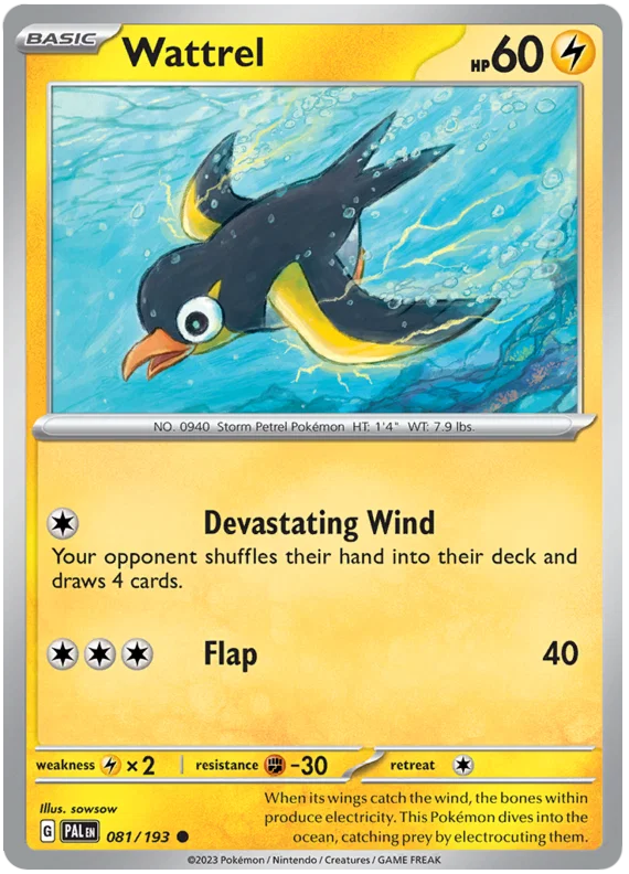 Wattrel common #081 Pokémon kaart uit de Paldea Evolved set