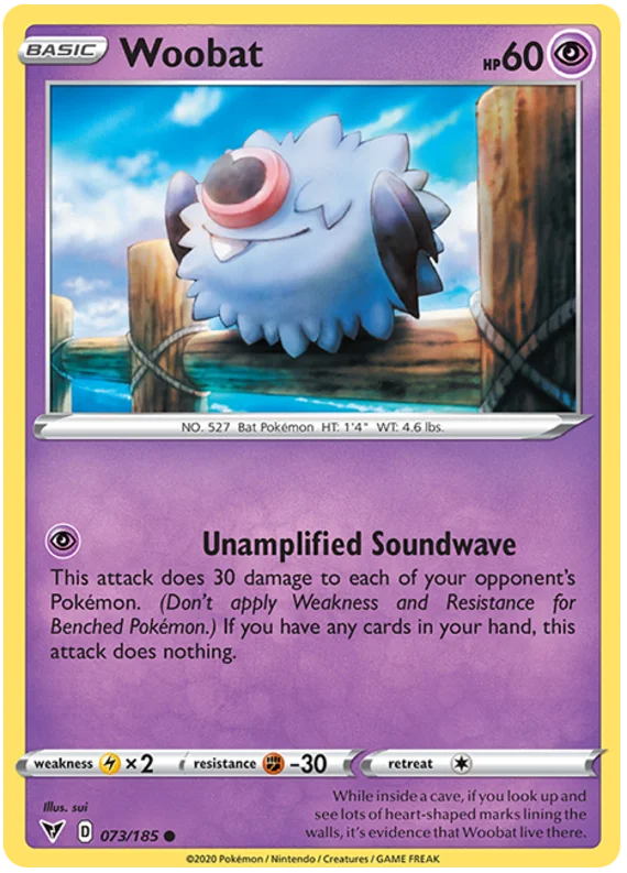 Pokémon Woobat common kaart #073/185 uit de Vivid Voltage set