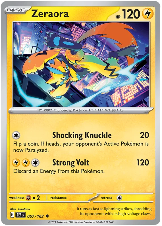 Zeraora common #057 Pokémon kaart uit de Temporal Forces set
