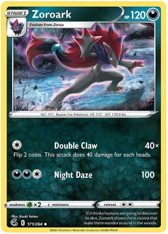 Zoroark 171/264 common kaart uit Pokémon Fusion Strike set