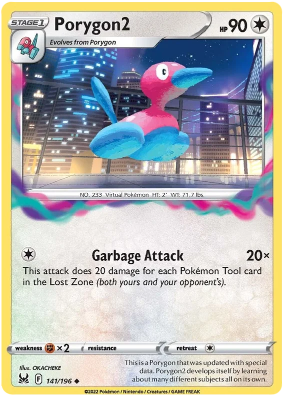 Porygon2 common kaart uit Pokémon Lost Origin – normale Pokémon voor verzamelaars en spelers.