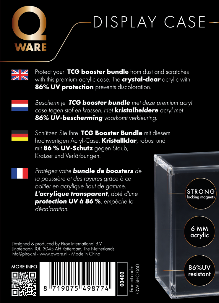 Qware Booster Bundle Acrylic Case van 11 cm hoog voor Pokémon booster bundles - vooraanzicht