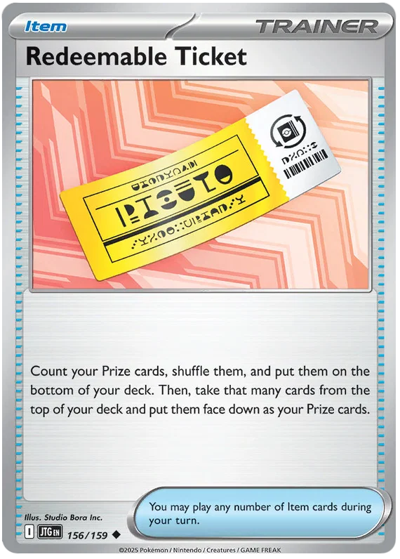 Redeemable Ticket #156 uit Journey Together, common trainer item Pokémon kaart