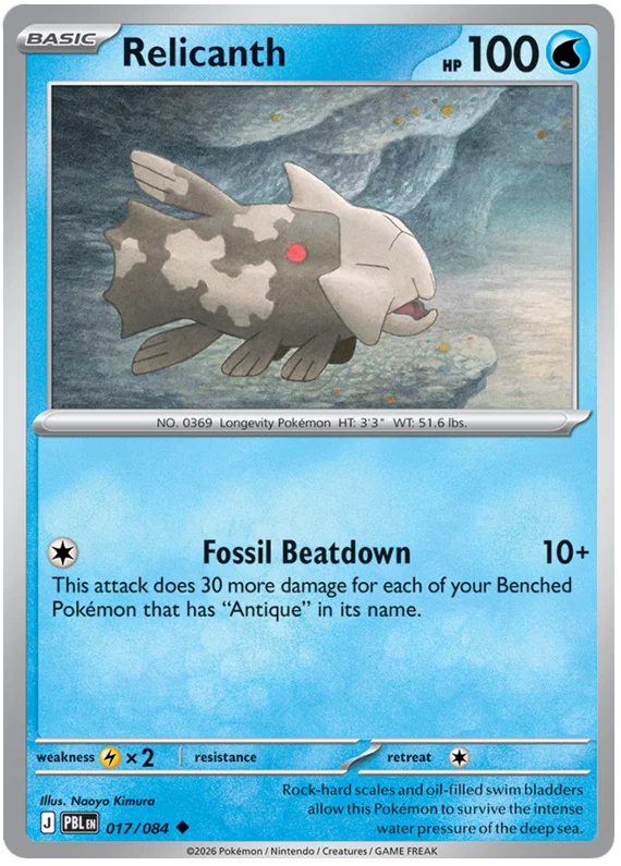 Relicanth common Pokémon kaart nummer 017 uit de set Pitch Black