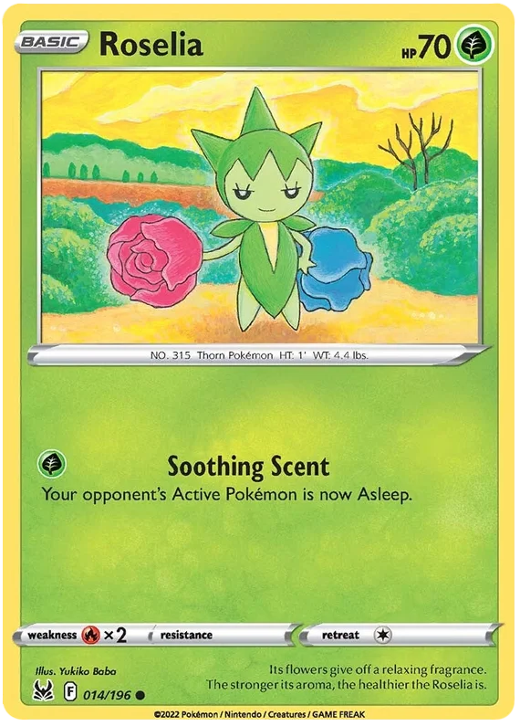 Roselia Common kaart uit Pokémon Lost Origin – Grass-type Pokémon voor verzamelaars.