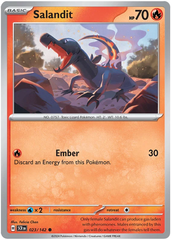 Salandit #023 common Pokémon kaart uit de Stellar Crown set