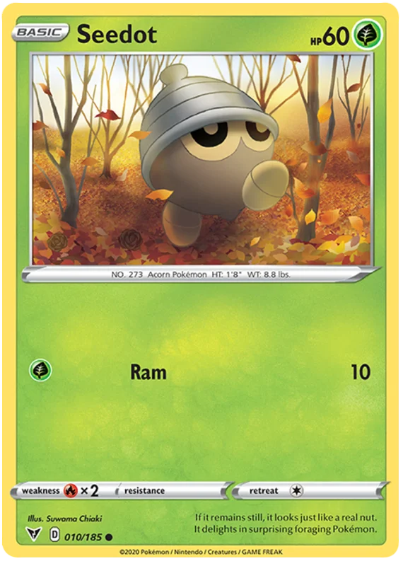 Seedot common kaart uit Pokémon Vivid Voltage set.