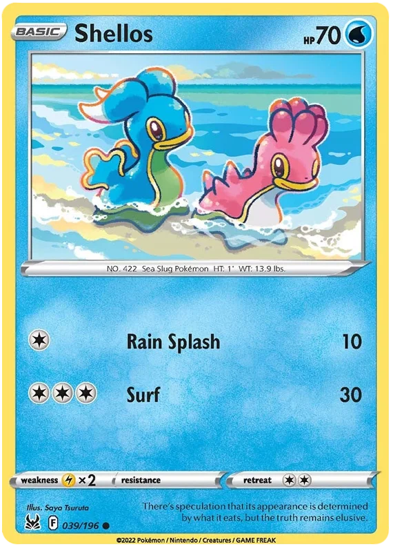 Shellos common kaart Lost Origin – Pokémon losse water Pokémon kaart