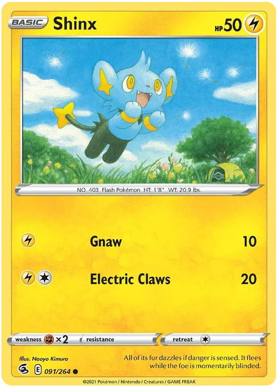 Shinx Pokémon kaart – Fusion Strike Electric Pokémon common kaart voor verzamelaars en spelers