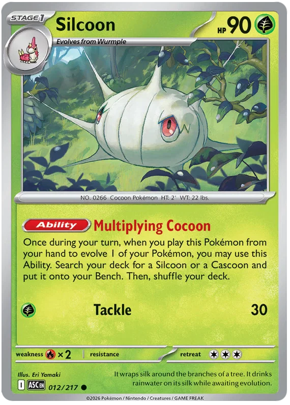Silcoon common kaart nummer 012 uit de Ascended Heroes set