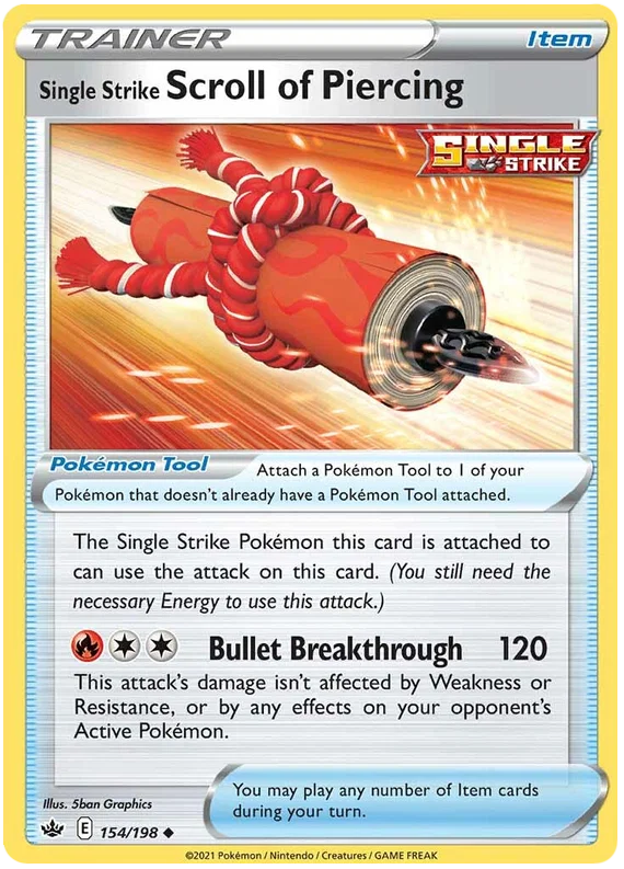 Single Strike Scroll of Piercing 154/198 Pokémon kaart uit Chilling Reign