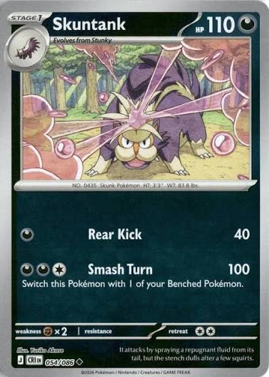 Skuntank Reverse Holo #054 uit de Pokémon set Chaos Rising